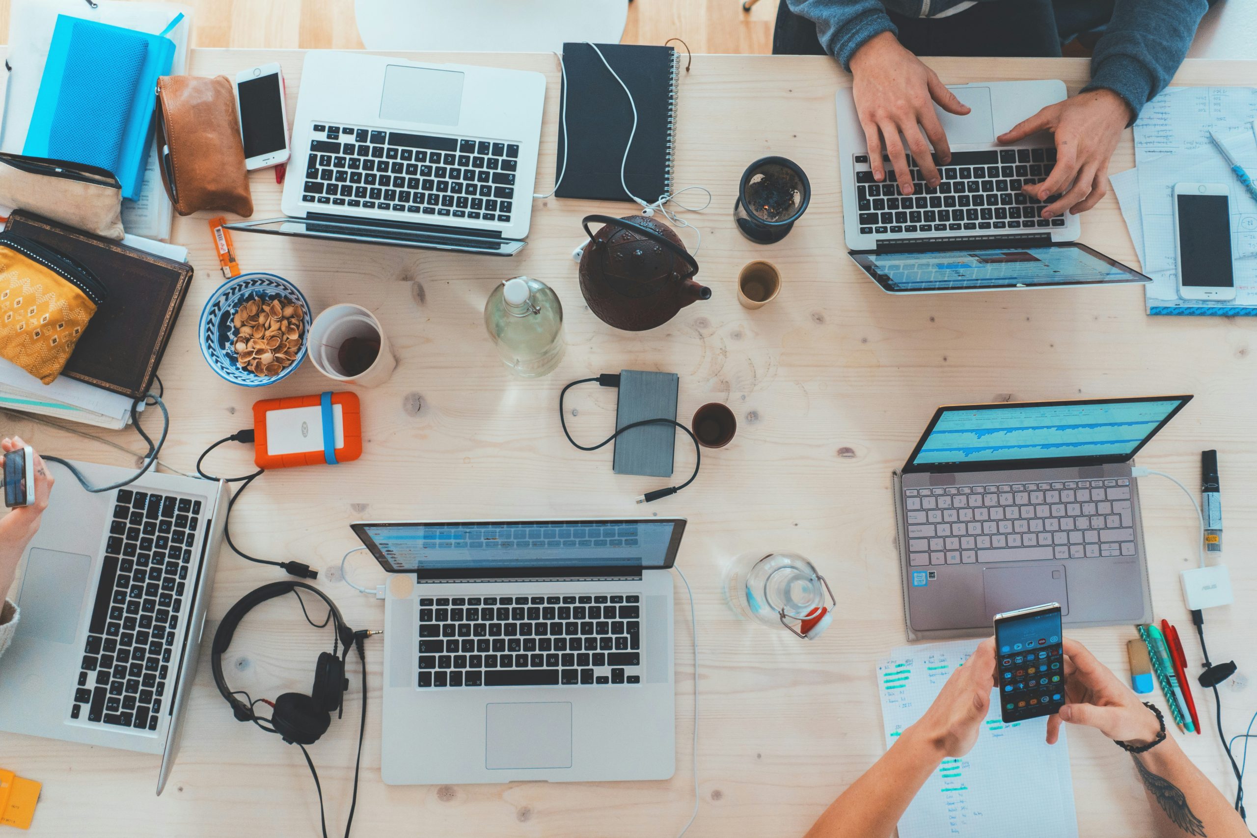 Designer workspace with color swatches and typography samples